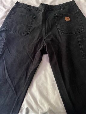 Carhartt Men's Black Cargo Work Pants with Back Patch